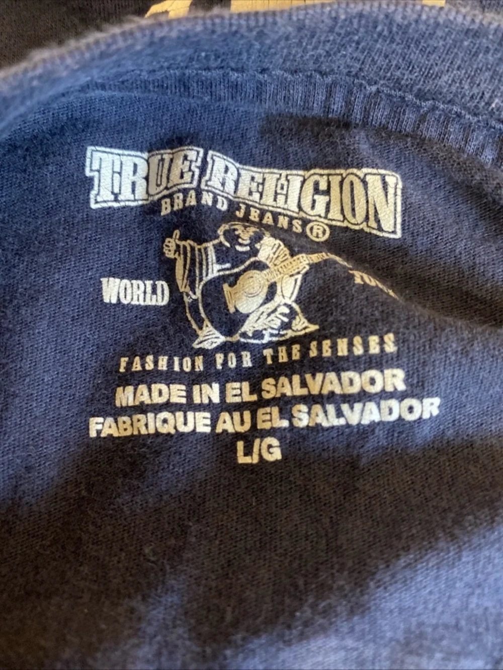 True Religion Men’s Long Sleeve T-shirt Size Large Navy Classic BUDDHA‎ Graphic